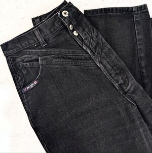 VTG Blaze Blackfire Western Jeans High Waisted V-Yoke Bareback Black 13/31 Tall